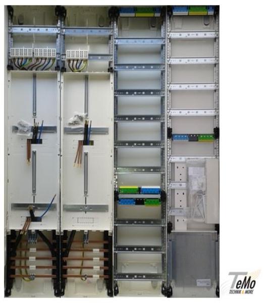 Hager Zählerschrank 3x 3.HZ Zählerfeld + TSG-Feld + 1x Verteilerfeld + 1x Verteilerfeld mit APZ, ZB54S